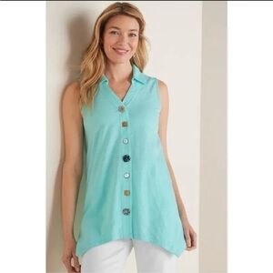 Soft Surroundings Turquoise Sleeveless Tunic